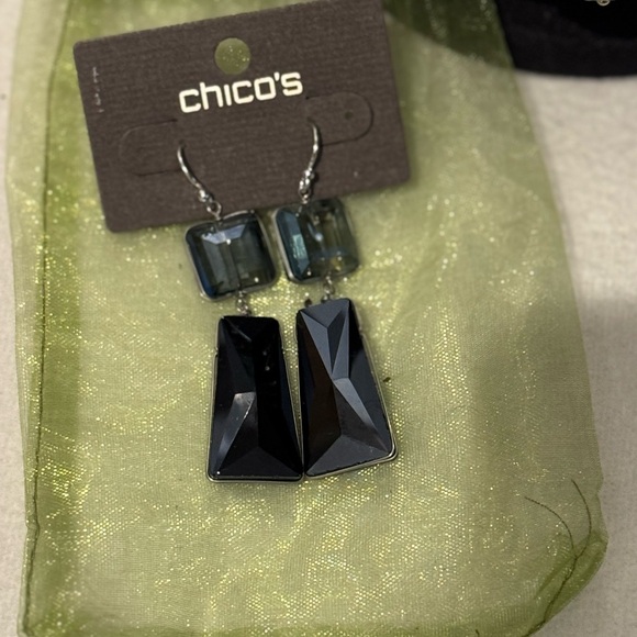 Chico's Black and Blue Geometric Earrings - Picture 1 of 7